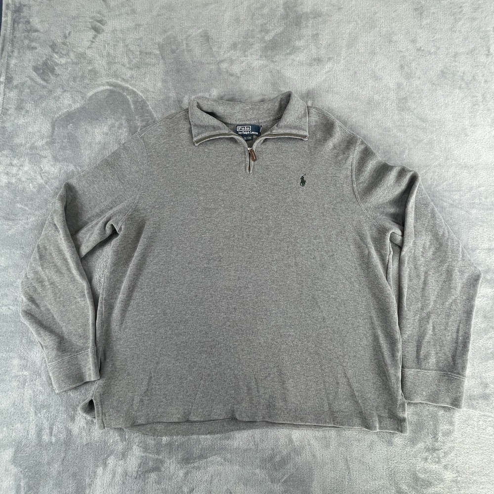Polo Ralph Lauren mens quarter zip collar pullover grey size XL